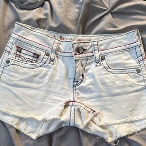 Rock Revival White Jean Shorts with Red Stitching VINTGE and rare